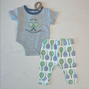 Mud Pie Baby Boy Tennis Set Bodysuit Pants 0-3 6-9 months